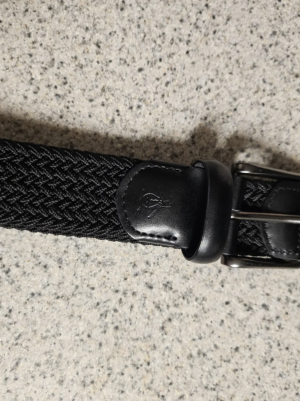Original Penguin Men's Braided Belt Black Stretch Elastic Genuine Leath. S 30-32